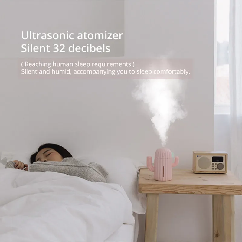 Мини увлажнитель воздуха 340 мл USB кактус Перезаряжаемые Портативный