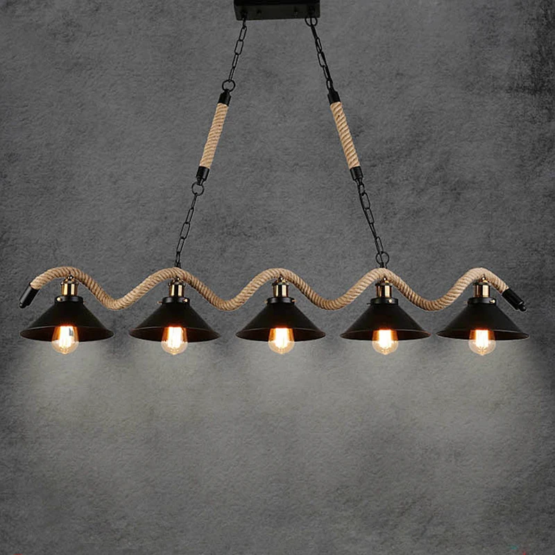 Lámpara colgante rústica Industrial para sala de estar, luces de cuerda colgantes para sala de estar, comedor, hogar