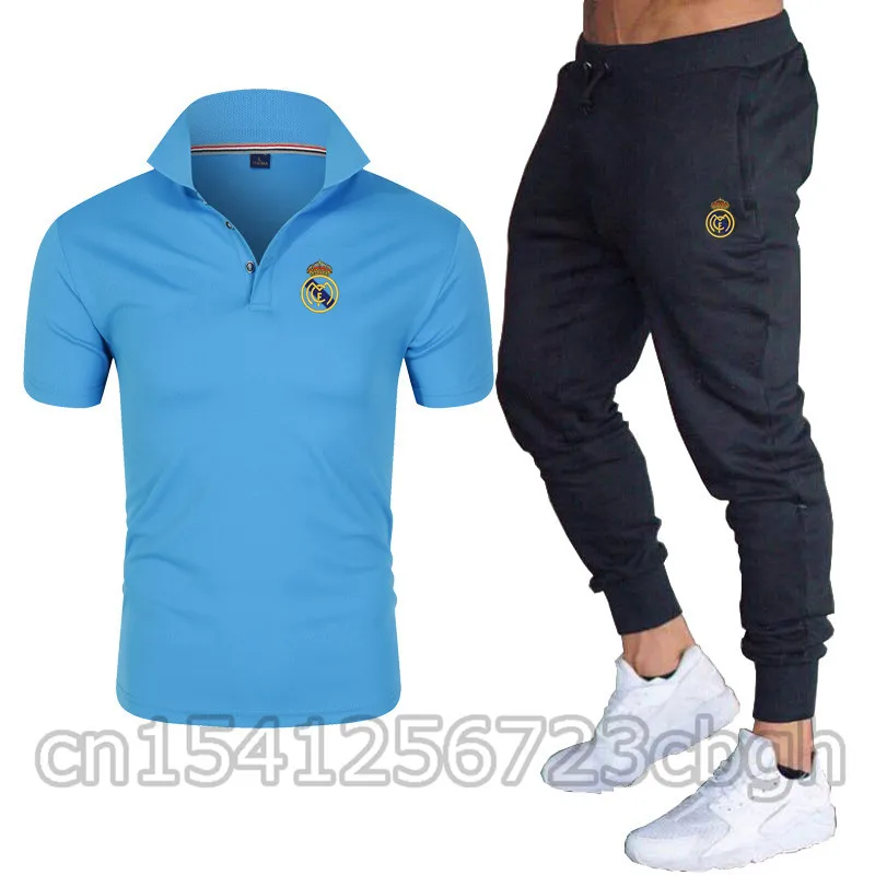 

Summer New Men's Fashion Business Casual Lapel Short-Sleeved POLO Shirt + Casual Sports Pants Outdoor Running Fitness Suit M-3XL