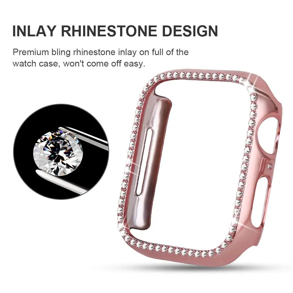 Алмазный чехол для Apple Watch Series 4 5 40 мм/44 мм защитный iWatch из поликарбоната 38 мм/42
