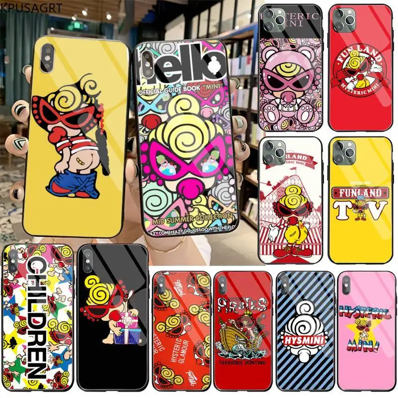 

KPWSAGRT hysteric mini Soft Phone Case Cover Tempered Glass For iPhone 11 Pro XR XS MAX 8 X 7 6S 6 Plus SE 2020 case