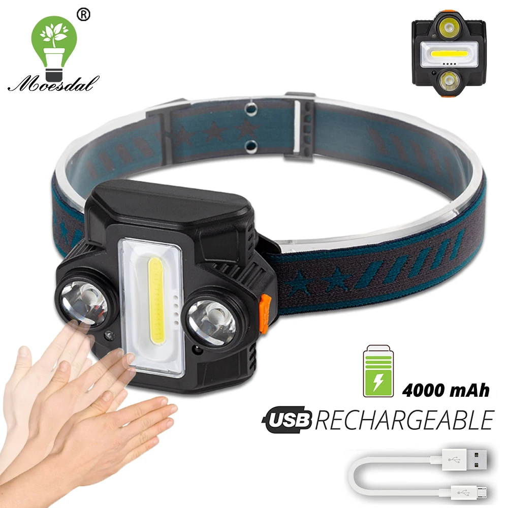 

USB Rechargeable LED Headlamp Super Bright XPG/COB Waterproof Built-in High-capacity Battery, Anti-fall Headlight, Bicycle Light