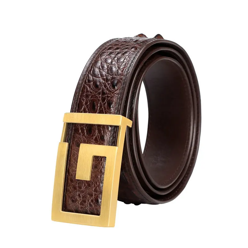 

Siam crocodile genuine leather designer fashion belt buckles for men men's plate smooth business casual pants holographic luxury
