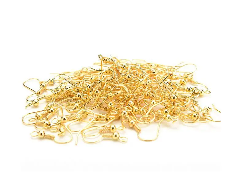 100Pcs Women Earring Fish Hook Coil Ear Wire for Jewelry 4 Colors Golden Silver Black Dark Bronze Wholesale | Украшения и