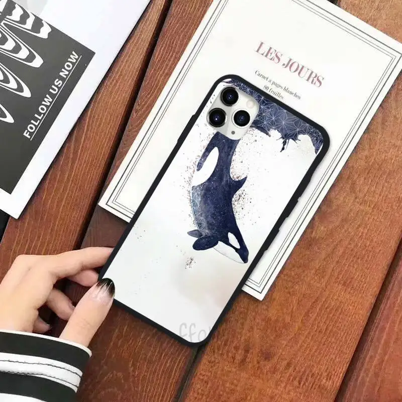 

Killer Whale Orca Watercolor animal Phone Case for iPhone 11 12 pro XS MAX 8 7 6 6S Plus X 5S SE 2020 XR