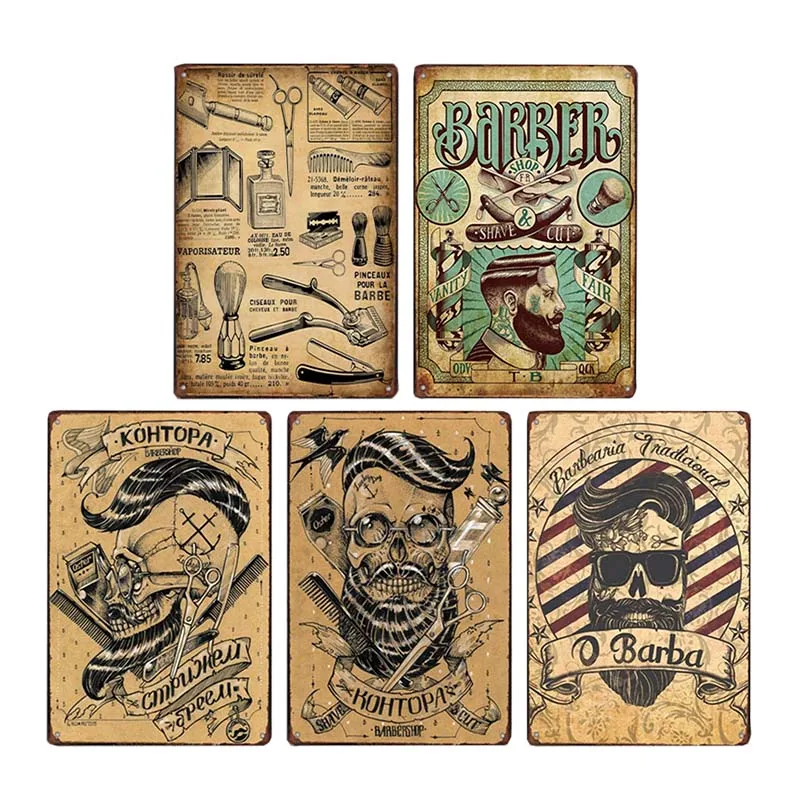 

Barbershop Tin Sign Vintage Metal Poster Cafe Poster Bar Plaque Pub Decoration Retro Plates Barber Wall Decor 20x30cm