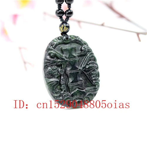 Ожерелье из натурального черного и зеленого нефрита обсидиана с подвеской в виде