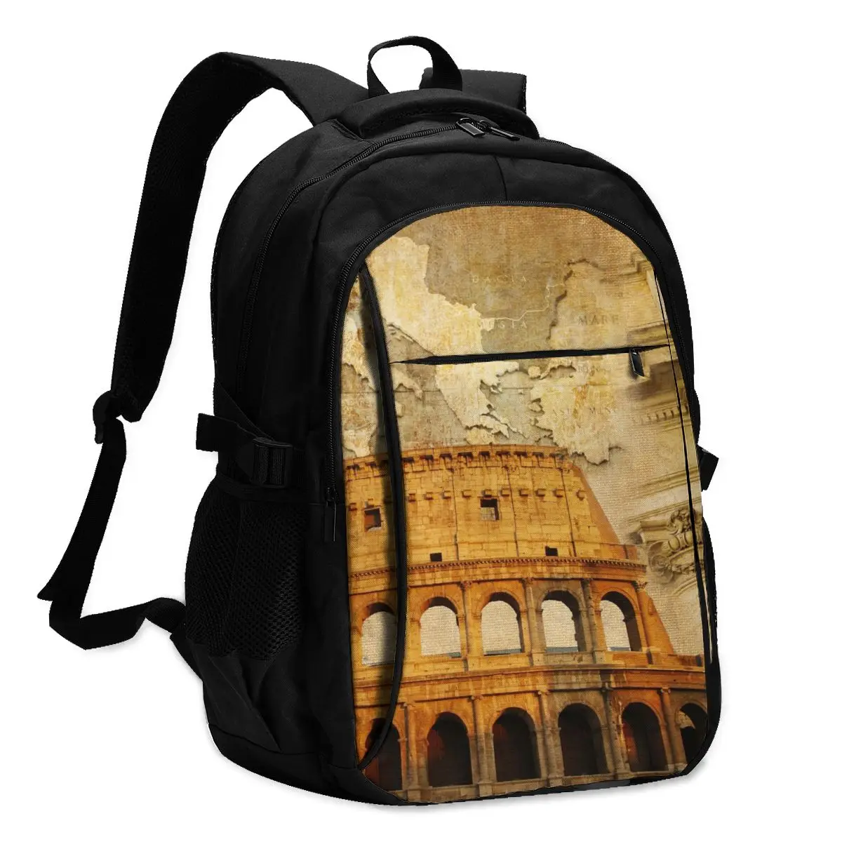 

2021 Прохладный печати ноутбук рюкзак Ретро Великий Рим зарядка через USB путешествия Для женщин Мужской школьная сумка Mochila