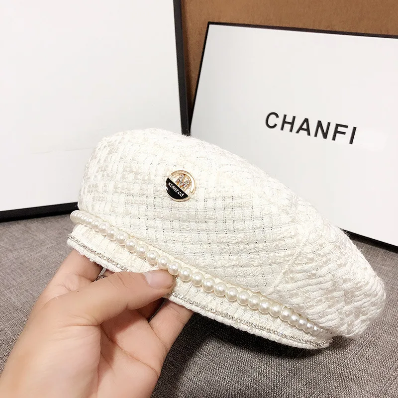 Женский ретро-берет M Standard стразы шапка художника с жемчугом Женская Осенняя