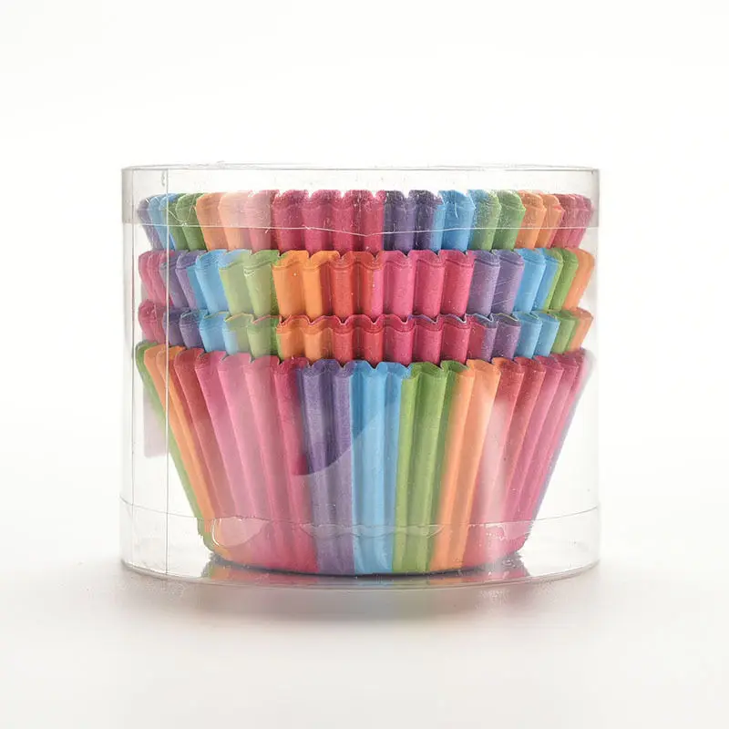 

100Pcs Rainbow Cupcake wrapper Paper Liners Muffin Cases Cup Cake Topper Baking Tray Kitchen Accessories Pastry Decoration Tools