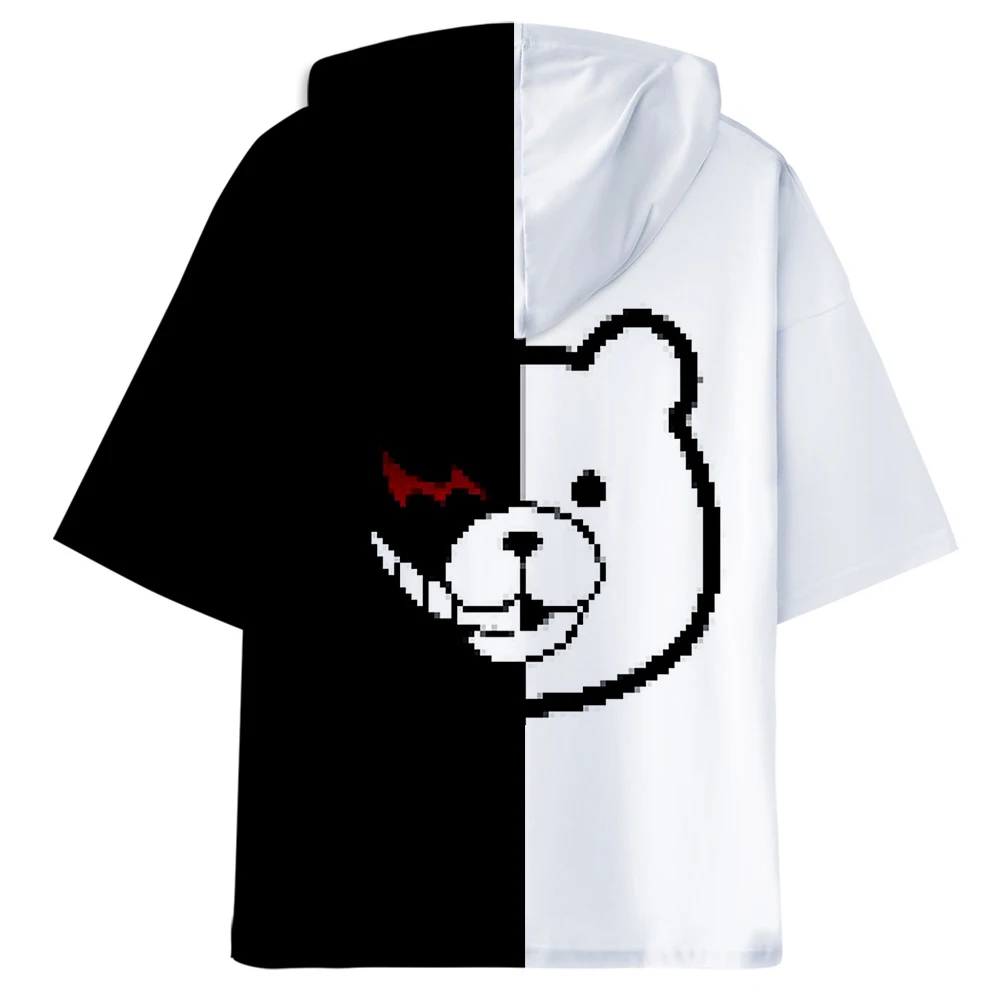 T-shirt hoodie Projectile breaking black and white bear print T Shirt Men O Neck Mens splice Summer Cool harajuku | Мужская одежда