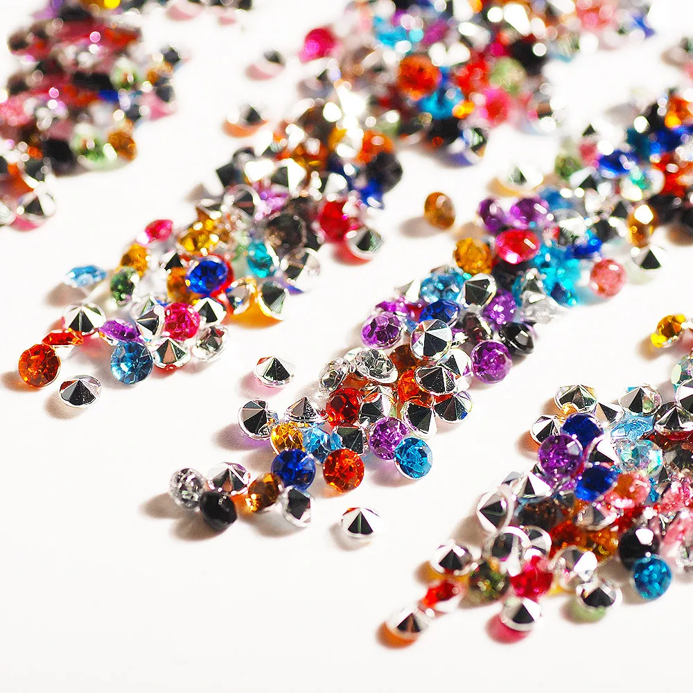 Аксессуары для ногтей 1 5 мм красочный микро Циркон с острым дном Смола Сияющие