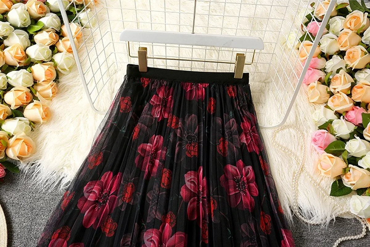 Юбка женская трапециевидная из тюля элегантная повседневная плиссированная