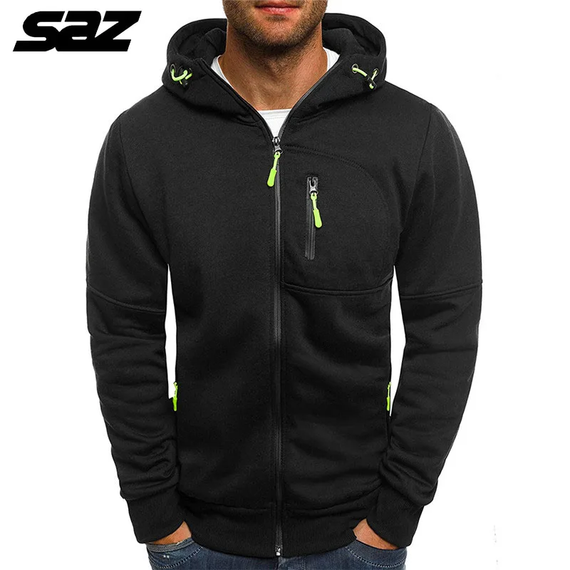 

SAZ Spring Men's Jackets Casual Zipper Hooded Coats Sweatshirts Male Tracksuit Fashion Jacket Mens Clothing Outerwear