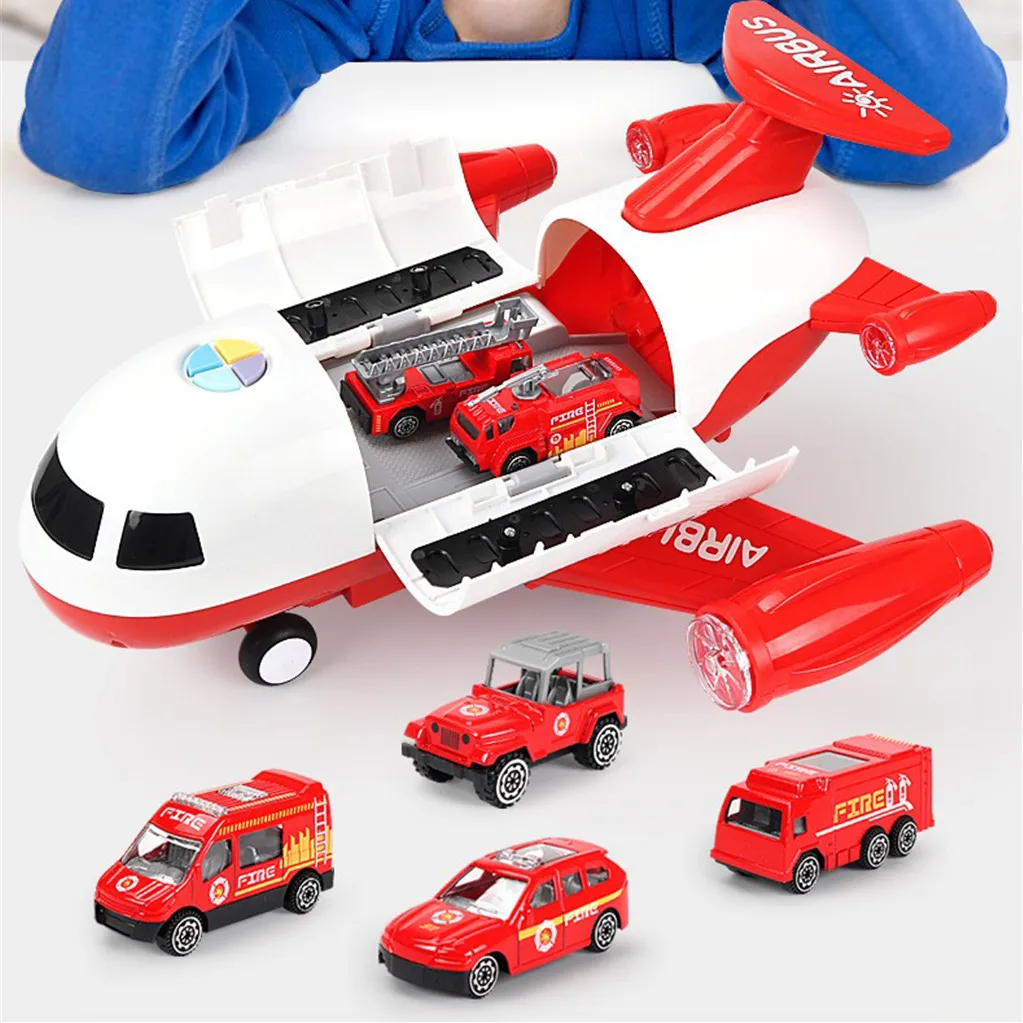 

Simulation Toy Airplane Model Larger Storage Inertial Airplane Music Light Educational Mini Car Set Kids Toys Alloy Car