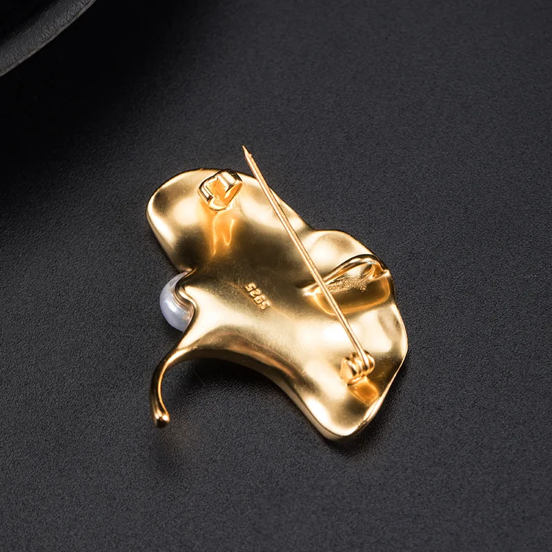 Женская Брошь в виде листка гинкго из серебра 925 пробы | Украшения и аксессуары