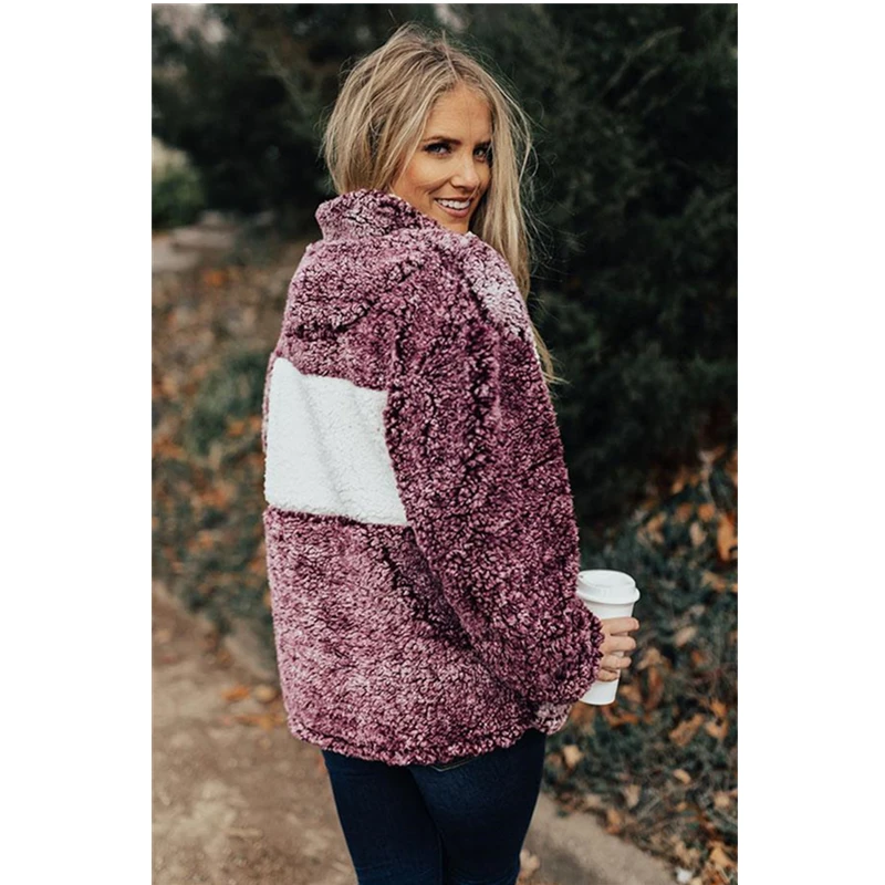 

Hirigin Faux Fur Coat Women 2018 Autumn Winter Warm Soft Zipper Fur Jacket Female Plush Overcoat Pocket Casual Teddy Outwear