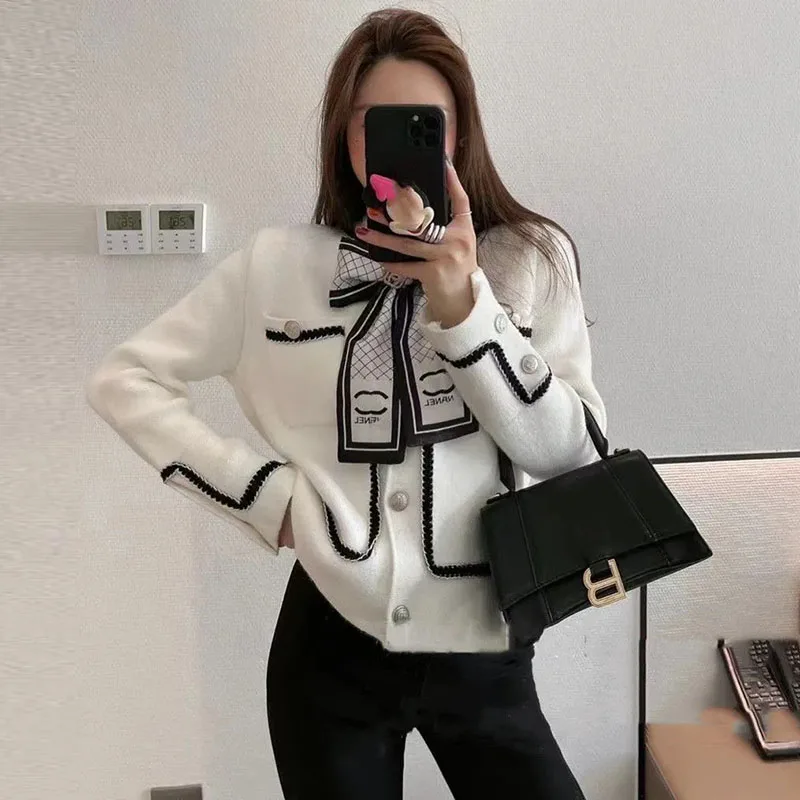 

Роскошная дизайнерская норковая флисовая брендовая куртка с бантом, женская уличная одежда, элегантный женский свитер, кардиган, винтажная...