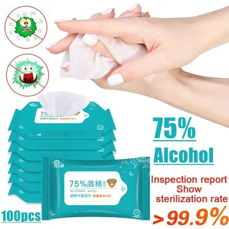 10 шт = 1 упак здравоохранения 75% алкоголь влажные салфетки для дезинфекции