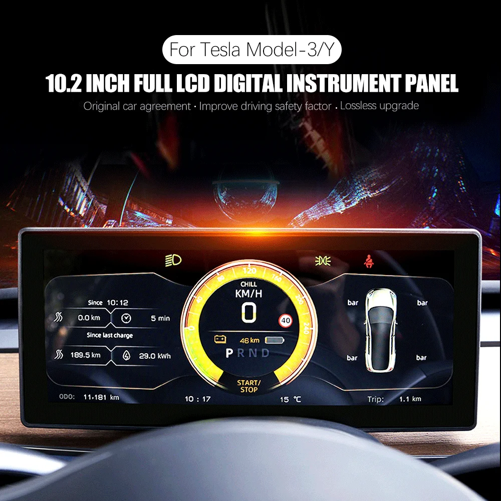

ЖК-приборная панель для приборной панели Tesla Model 3, приборная панель HUD, приборная панель с манометром, производительность, цифровой ЖК-диспле...