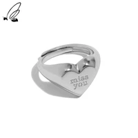 ssteel sterling silver 925 minority design heart shaped english letter opening ring gifts for women aesthetic 2021 jewelry