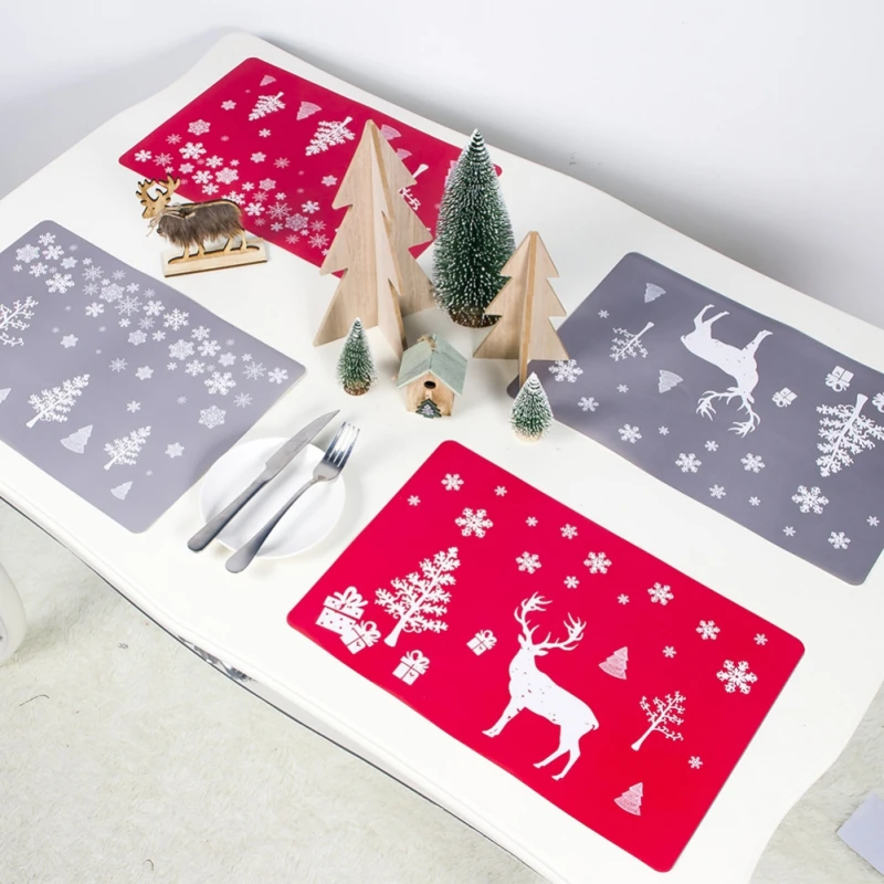

Merry Christmas Placemat Ornament Kitchen Coaster Dining Table Mats Bowl Cup Pad Home Decor Xmas Gifts New Year 2022