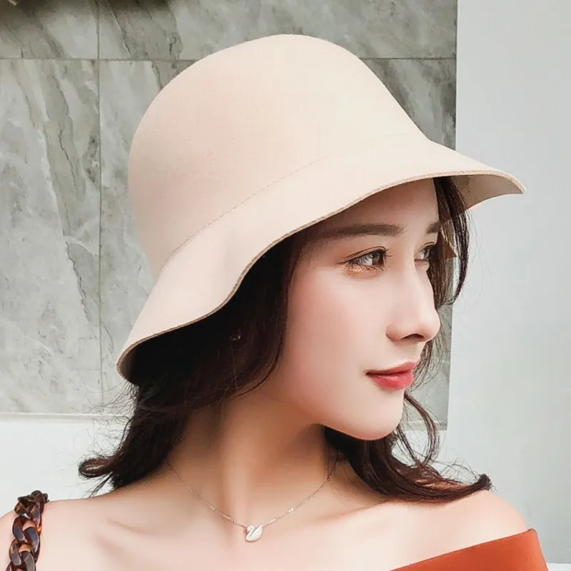 Seioum alta calidad cubo hembra sombrero Hairball Ultra fino lana fieltro sombreros para las mujeres plegable