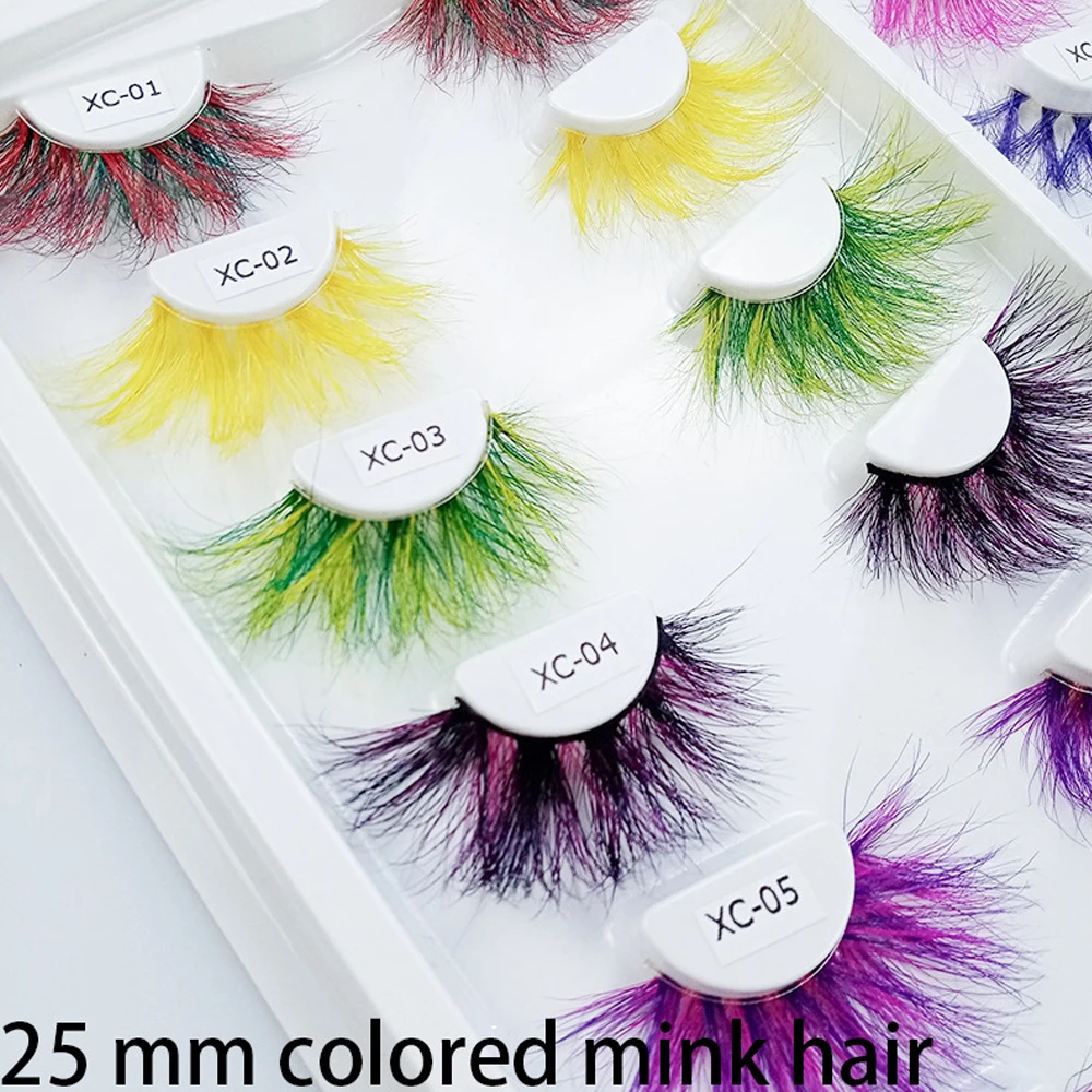 

NEW Colored Mink Eyelashes 25mm Lashes Fluffy Messy 3D False Eyelashes Dramatic Long Natural Lashes Makeup Mink fake Lashes