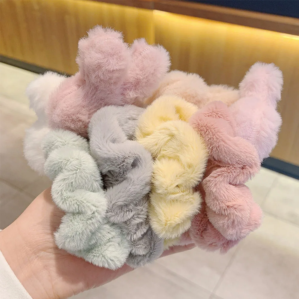 

Autumn Winter Lovely Cartoon Cute Plush Rabbit Scrunchie For Women Girls Ponytail Holder Hair Band Headband Hair Accessories