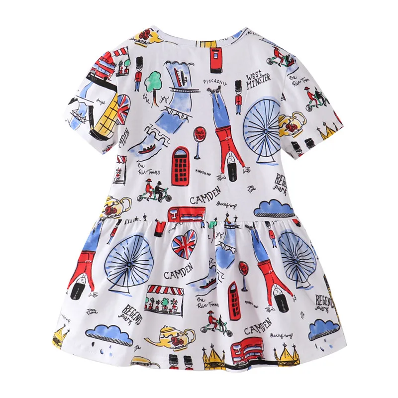 Детское летнее Хлопковое платье с коротким рукавом и замки из мультфильма |