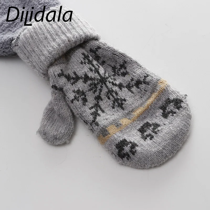 Dilidala зимние новые кашемировые женские перчатки, уличные теплые перчатки с защитой от холода, высококачественные теплые модные милые перчатки со снежинками
