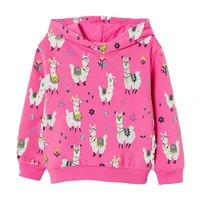 baby girl clothes toddler 2021 new autumn cotton animal print sweatshirt pink sheep hooded sweater for kids 2 7 years