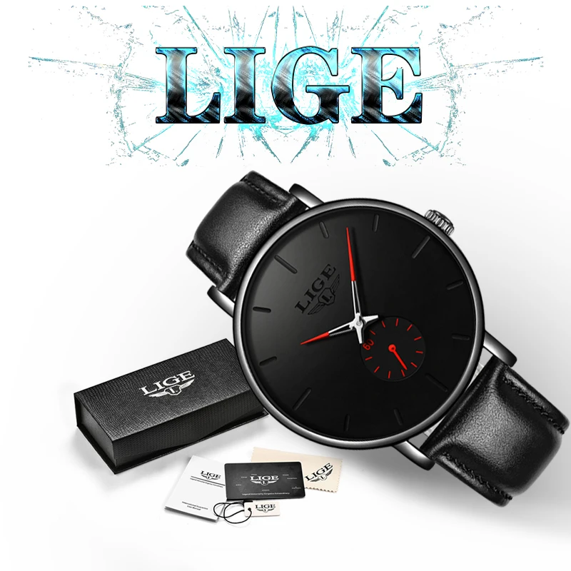 LIGE новинка мужские часы простые модные ультра тонкие кварцевые повседневные
