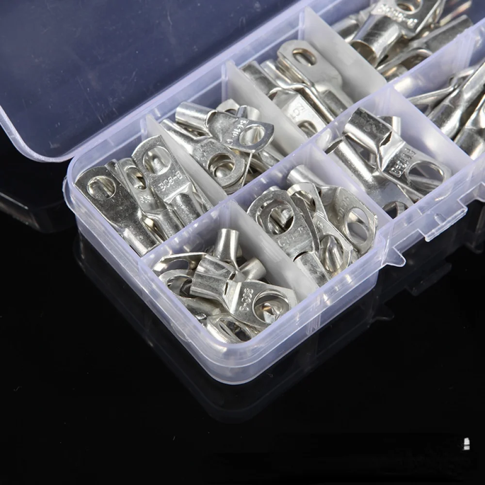 60 Pcs Car Copper Ring Terminal Wire Crimp Connector. Cable Fittings Bare Battery Terminals Soldered Connectors Kit | Обустройство