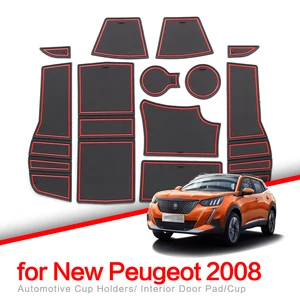 Нескользящий коврик для подстаканника с отделением для ворот для Peugeot 2008, аксессуары для подстаканников 2019-2022