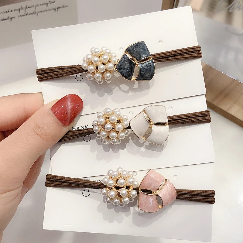 

3 Packs of Pearl Rubber Band Ponytail Ladies Hair Tie Korean Ins Temperament Hair Accessories