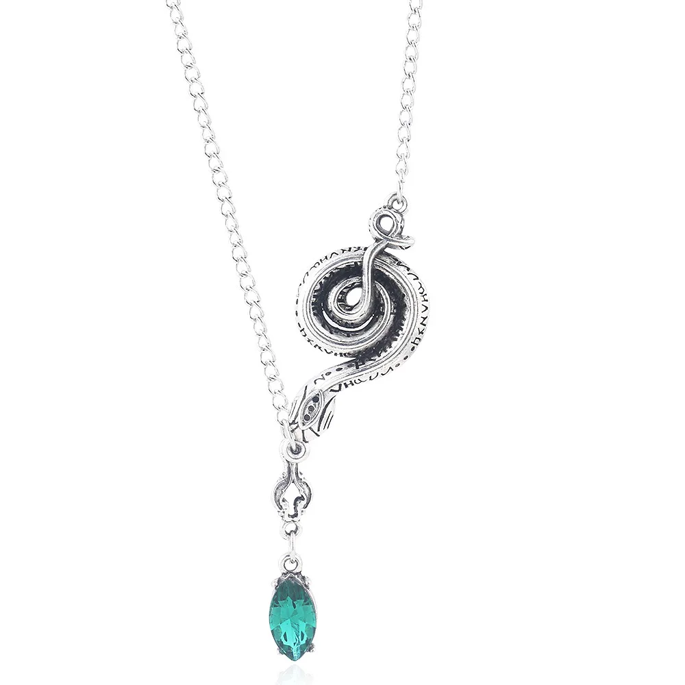 

Minimalism Entwined Snake Necklace Pendant Water Drop Shape Blue Sapphire Pendant Chain for Women Men Fashion Jewelry
