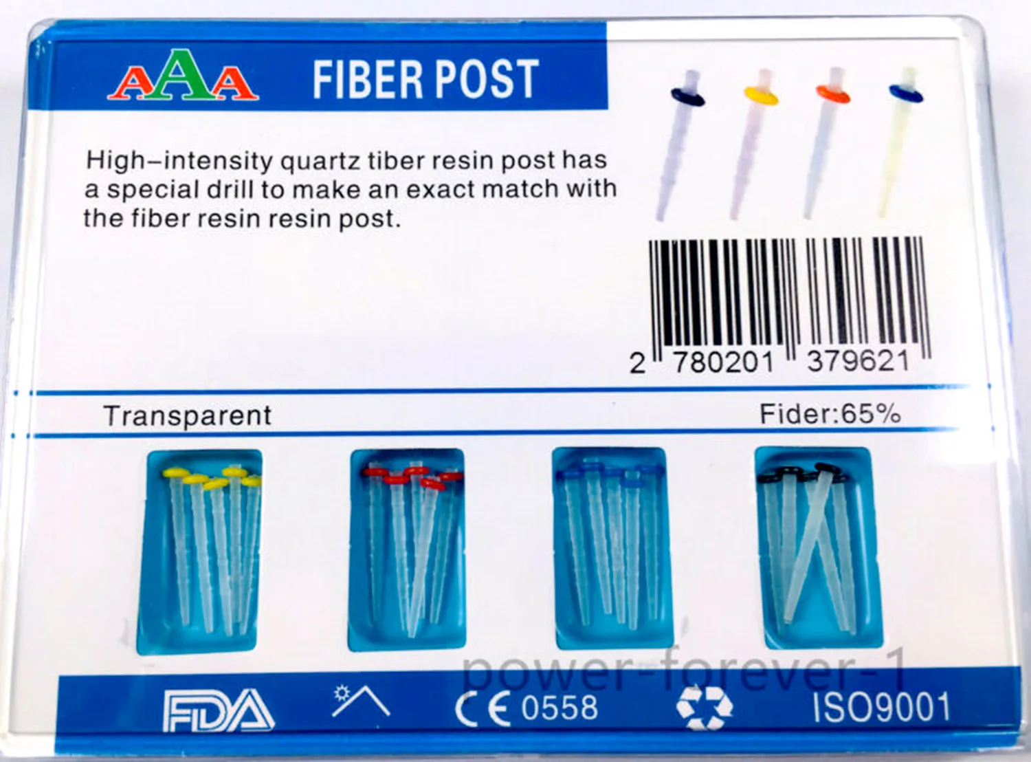 

5 pack Dental AAA Fiber Post Resin Screw Thread Quartz Clear 65% Fibre Sharp Drills