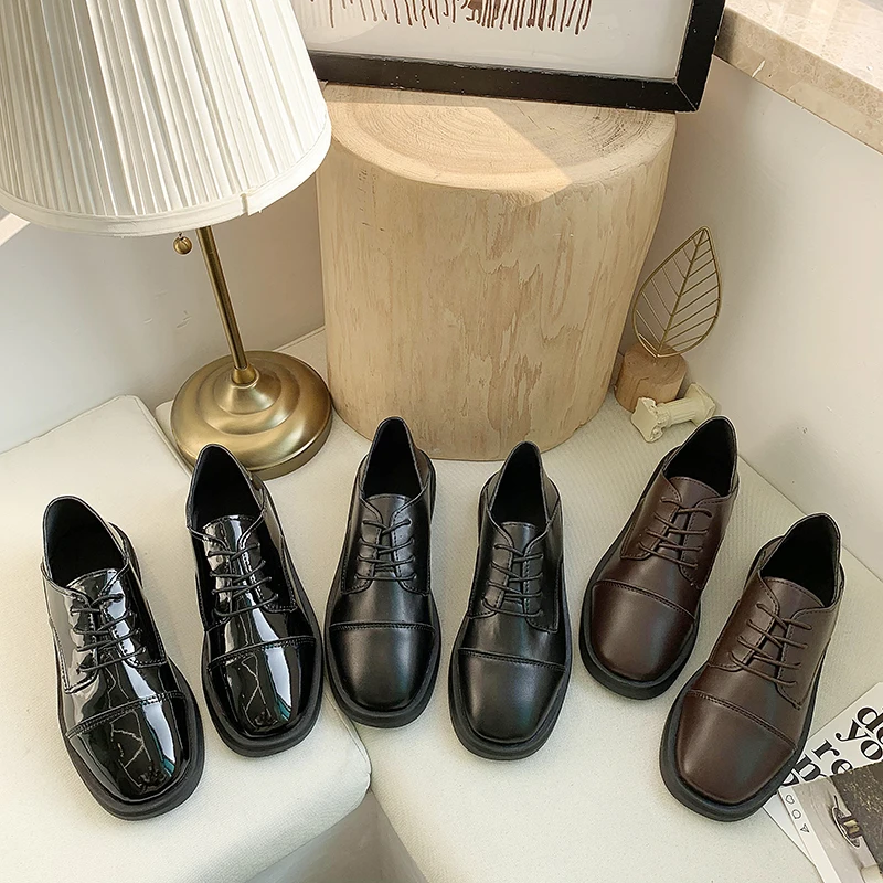 

New Women British Style Oxford Shoes Women Casual Lace Up Pu Shoes Female Creepers Zapatos Mujer Ladies Shoes U14-61