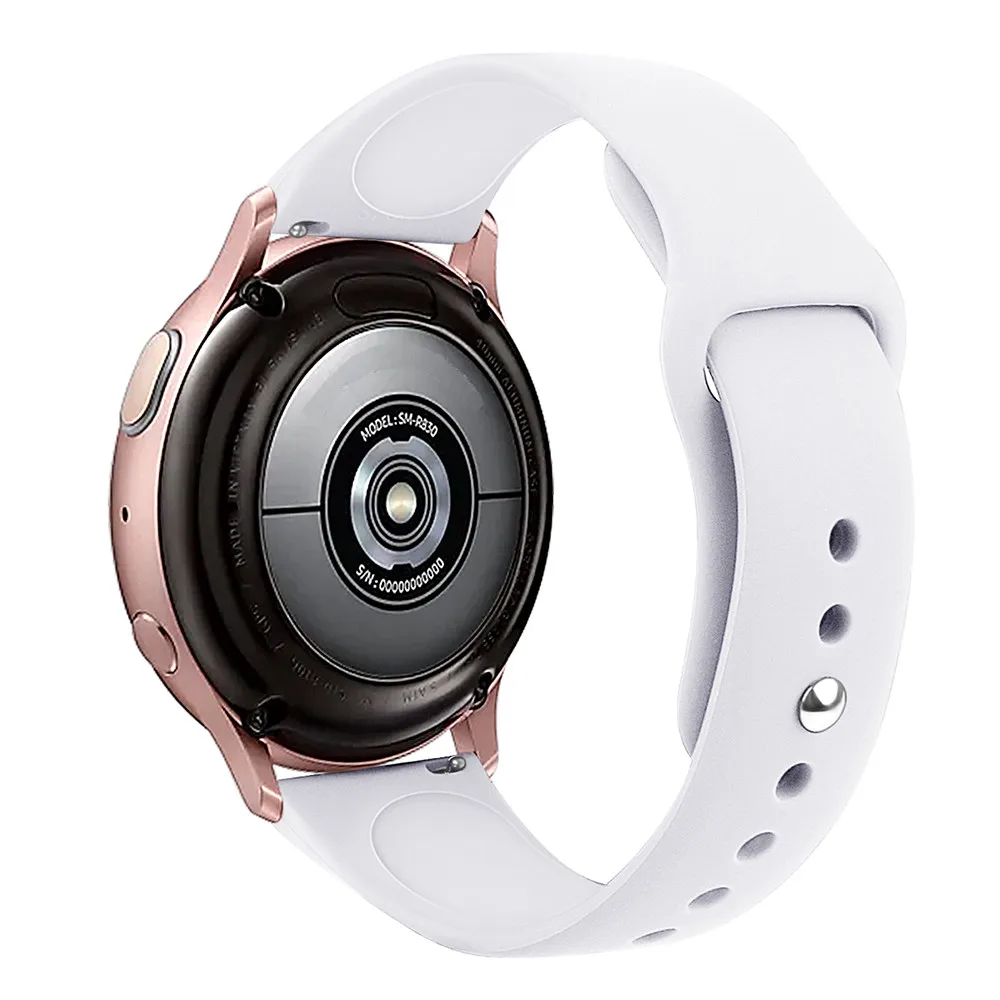 White 20 мм 22 мм силиконовый ремешок для samsung Galaxy Active 2 40 мм 44 мм gear S2 S3 ремешок для браслета для Galaxy Watch 42 мм 46 мм - Цвет ремешка: White