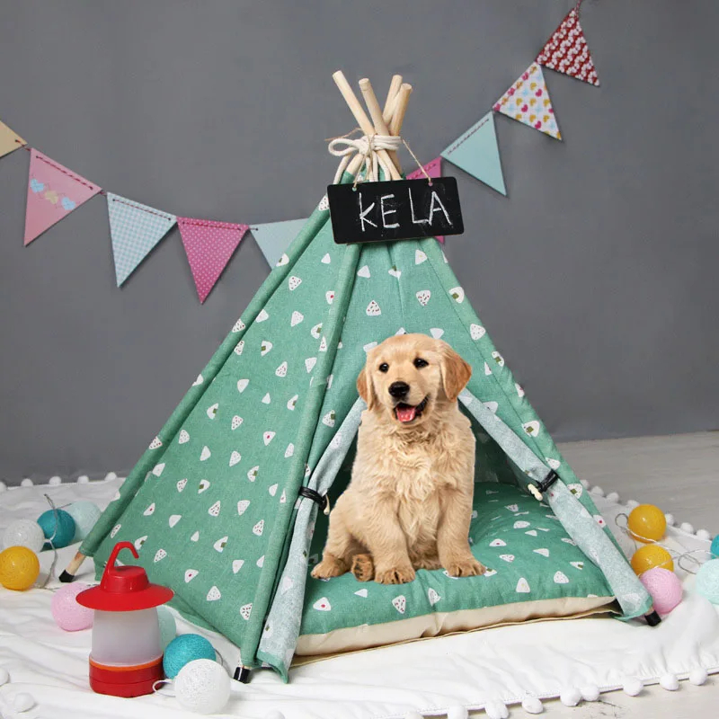 

Pet House Foldable Cat Tent Dog Shelter House Cozy Bed Puppy Teepee Sleeping Mat Portable Cushion Pretty Cave Crate Kennels