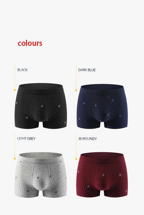4 Pcs Men's Boxers Underwear High Quality Cotton Sexy Textile Printing Panties Athletic Briefs Large size Underpants Wholesale