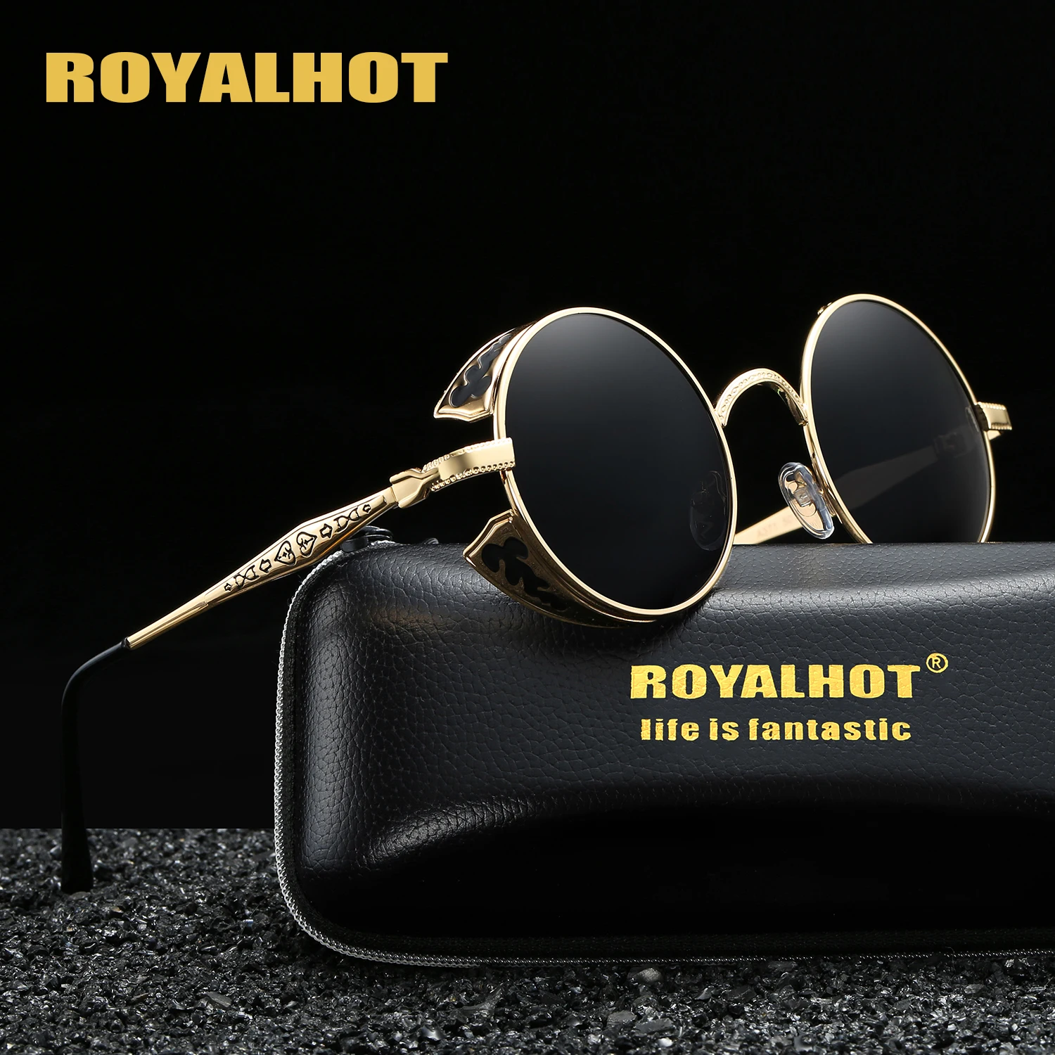 RoyalHot мужские женские поляризационные сплав стимпанк круглая оправа
