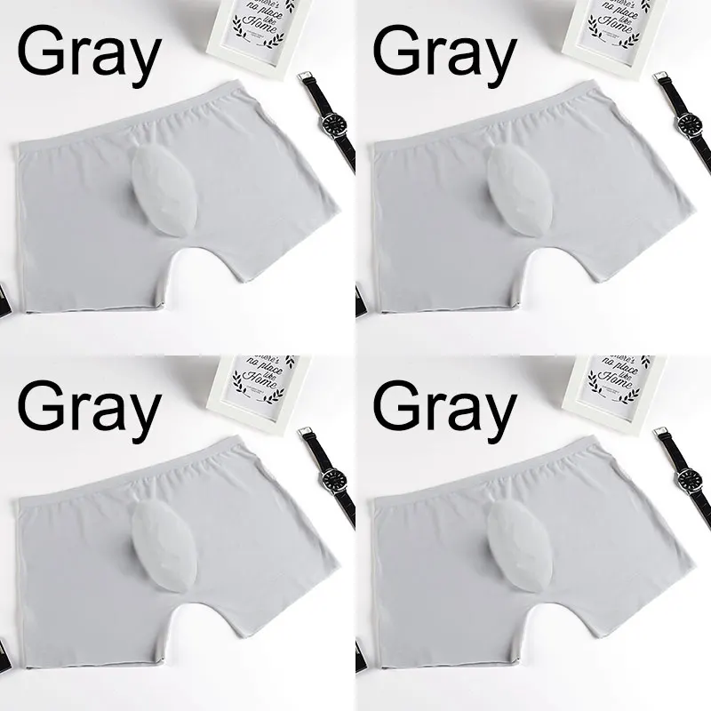 4 gray 4 шт./лот, мужское нижнее белье, боксеры, шорты, мужские, ледяной шелк, бесшовные, u выпуклые, очень мягкие, сексуальные, kilot, мужские трусы, cueca, боксеры, homme - Цвет: 4 gray
