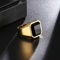 trendy mens ring punk black square zircon ring for men hip hop party wedding jewelry accessories wholesale