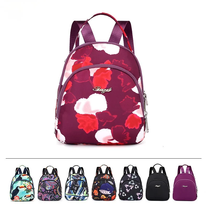 

2018 Fashion Nylon Small Backpack Women Waterproof Flower Travel Multi-function Beach Soft Shoulder Bag Mochila Feminina Bagpack