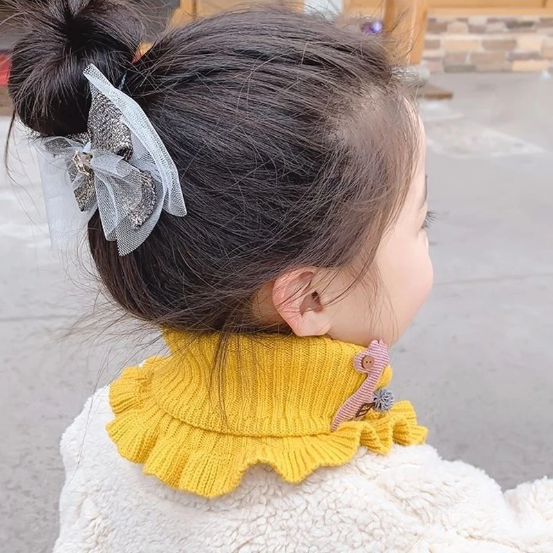 Детский шарф 2021 теплый милый мультяшный вязаный однотонный круглый шерстяной