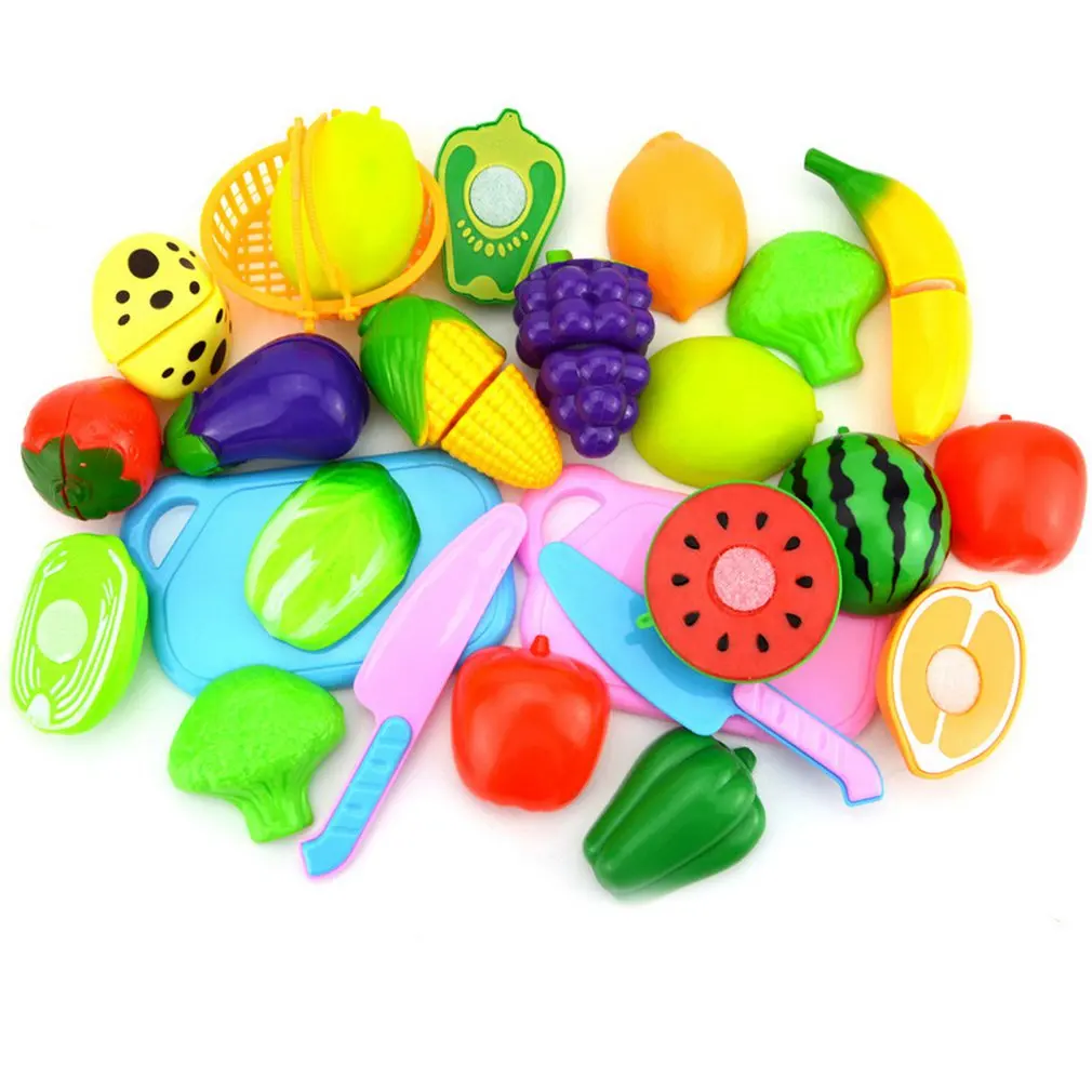 

25PCS Children Kitchen Pretend Play Toys Cutting Fruit Vegetable Food Miniature Play Classic Kids Toys Playset Educational Toys