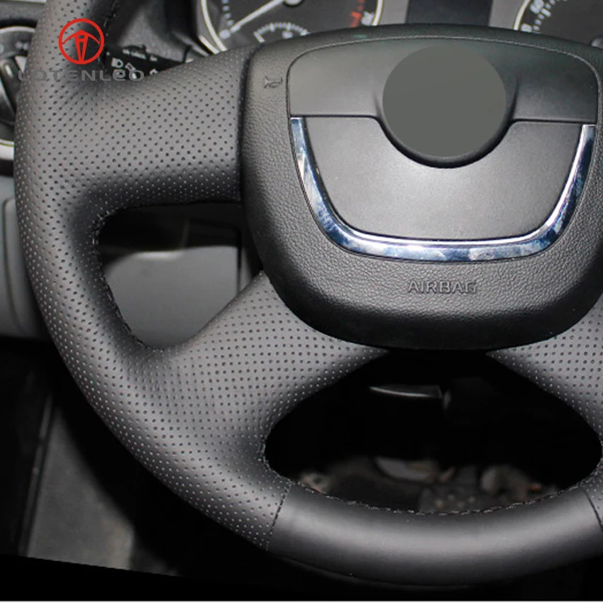 Черный чехол на руль LQTENLEO из искусственной кожи для Skoda Octavia Yeti Superb 2008 2013 Citigo Roomster