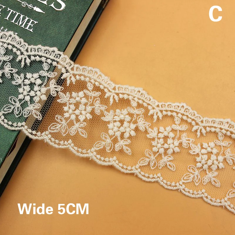 

5CM Wide Luxury Tulle Mesh Embroidery Flower Lace Applique Dress Collar Decoration DIY Headdress Cloth Sewing Decoration